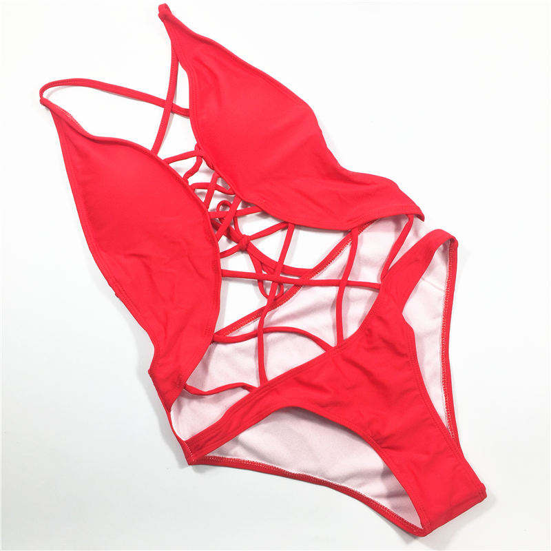 Hot Sale Fashion Sexy Red Halved belt young girl one-piece swimwear